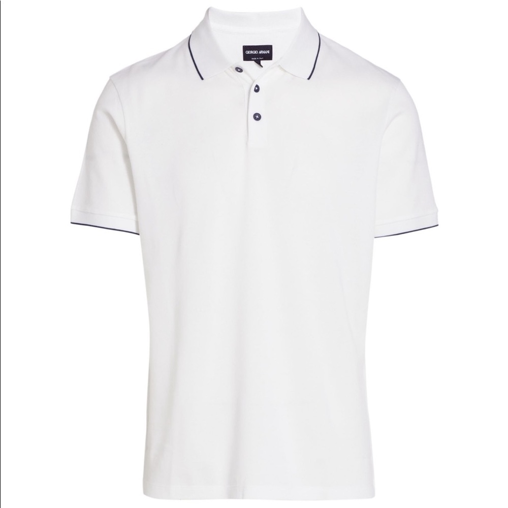 ✨🌟👕NWT Giorgio Armani Cotton Polo Shirt Color: White/Navy Size: 54🔥